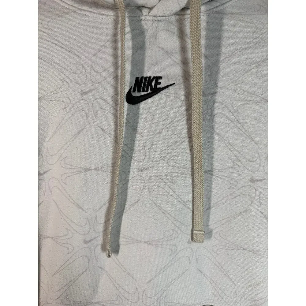 Nike Mens AOP Swoosh Pattern Cream Small Hoodie Sweatshirt Athleisure